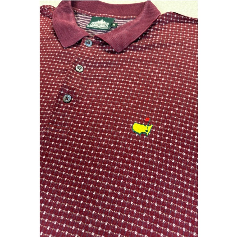 Clubhouse Collection Masters Golf Polo Shirt Mens XL Burgundy Micro Print Logo - Picture 3 of 7